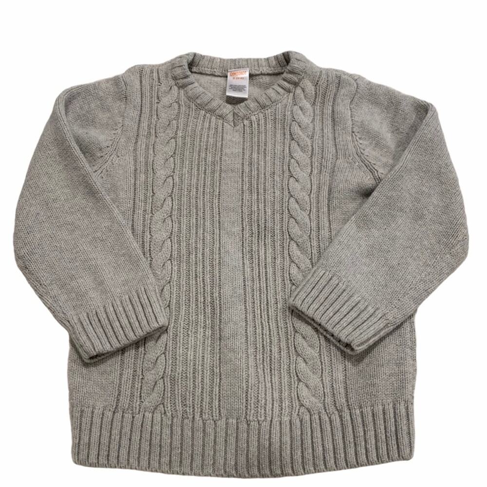 Gymboree Boys Grey Cable Knit Pullover Sweater Boys 5-6Y Small EUC